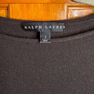Ralph Lauren Black Label Cashmere Boat Neck Long Sleeve Brown Dress Womens Small